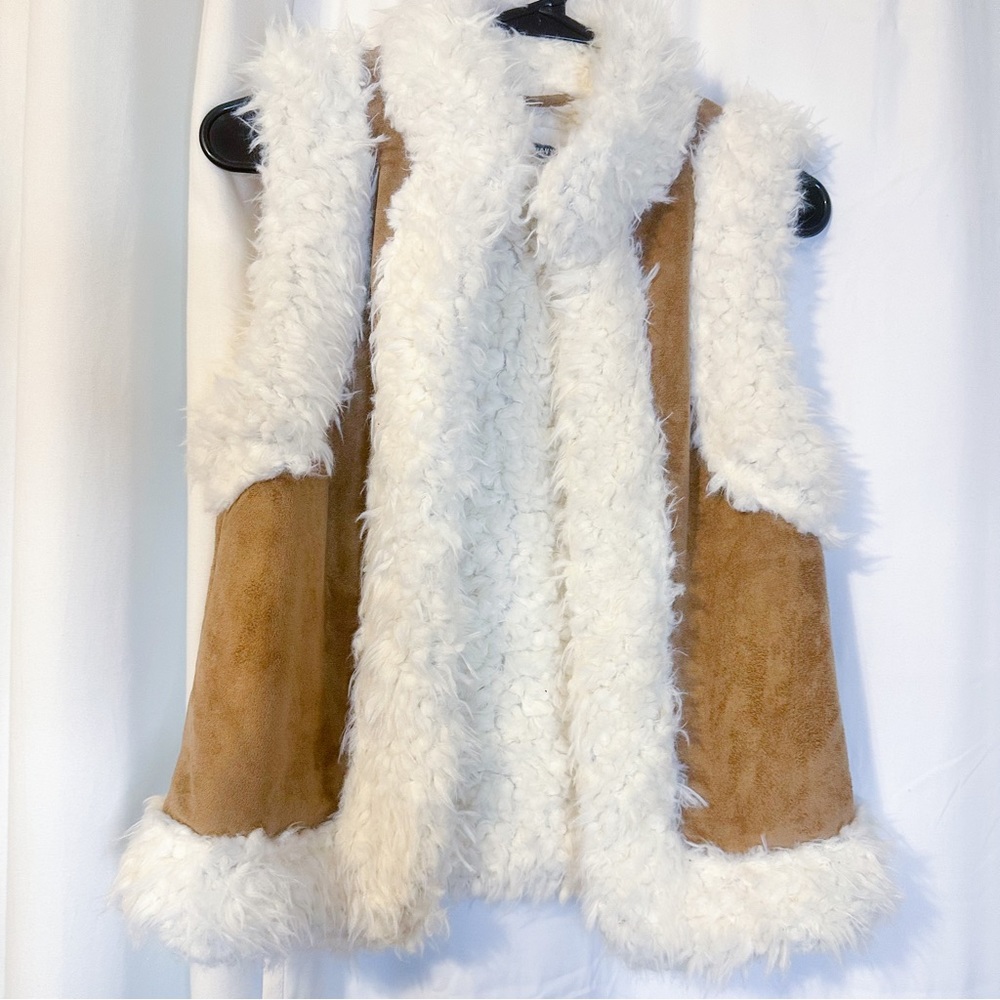 Faux suede tan and cream vest